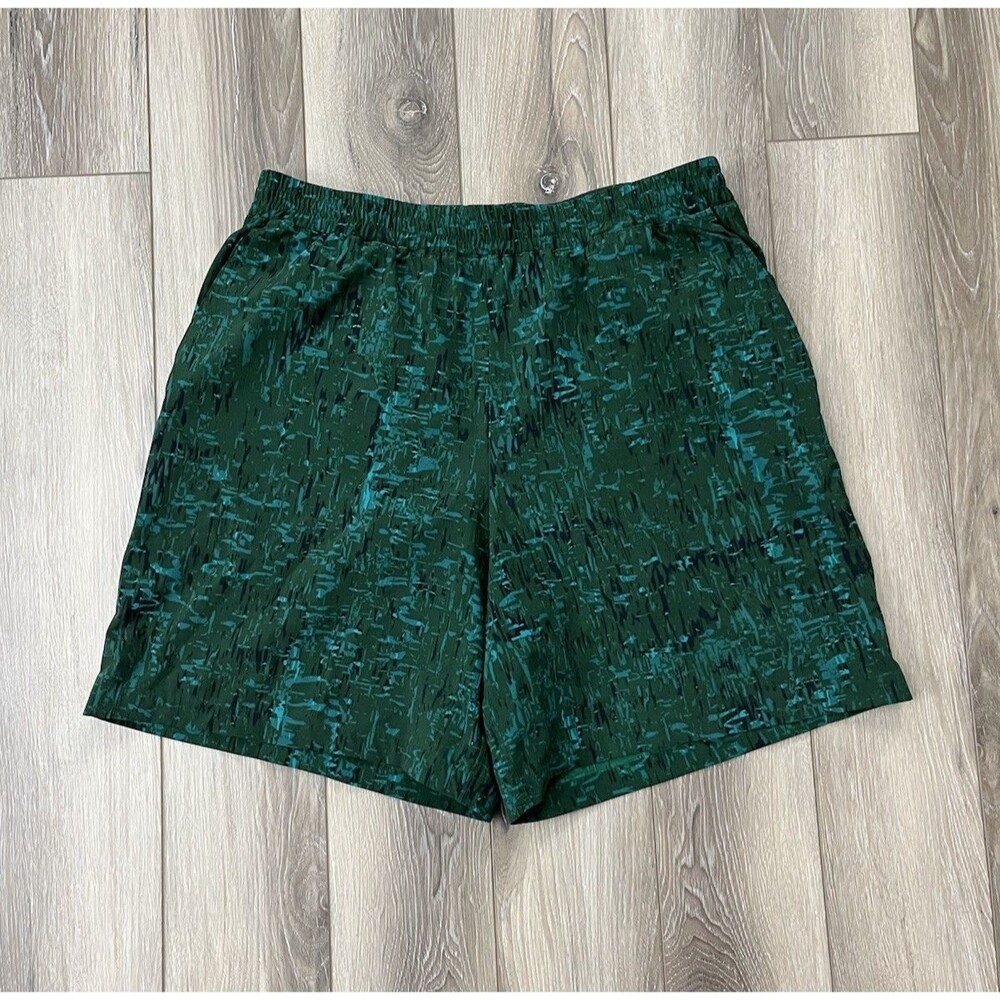 Outdoor Voices Fleck Rec Lined Athletic Shorts Men's Sz L Green Zip Pockets